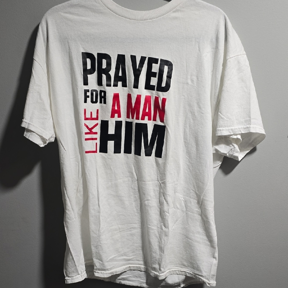 White Graphic Tee with Bold Text